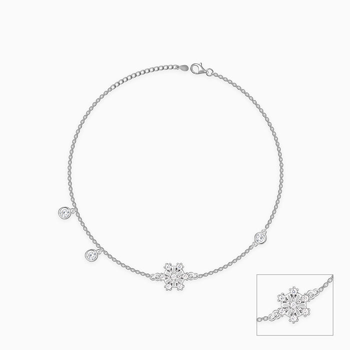 Silver Zircon Bubble Anklet