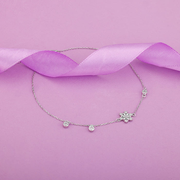Silver Zircon Bubble Anklet
