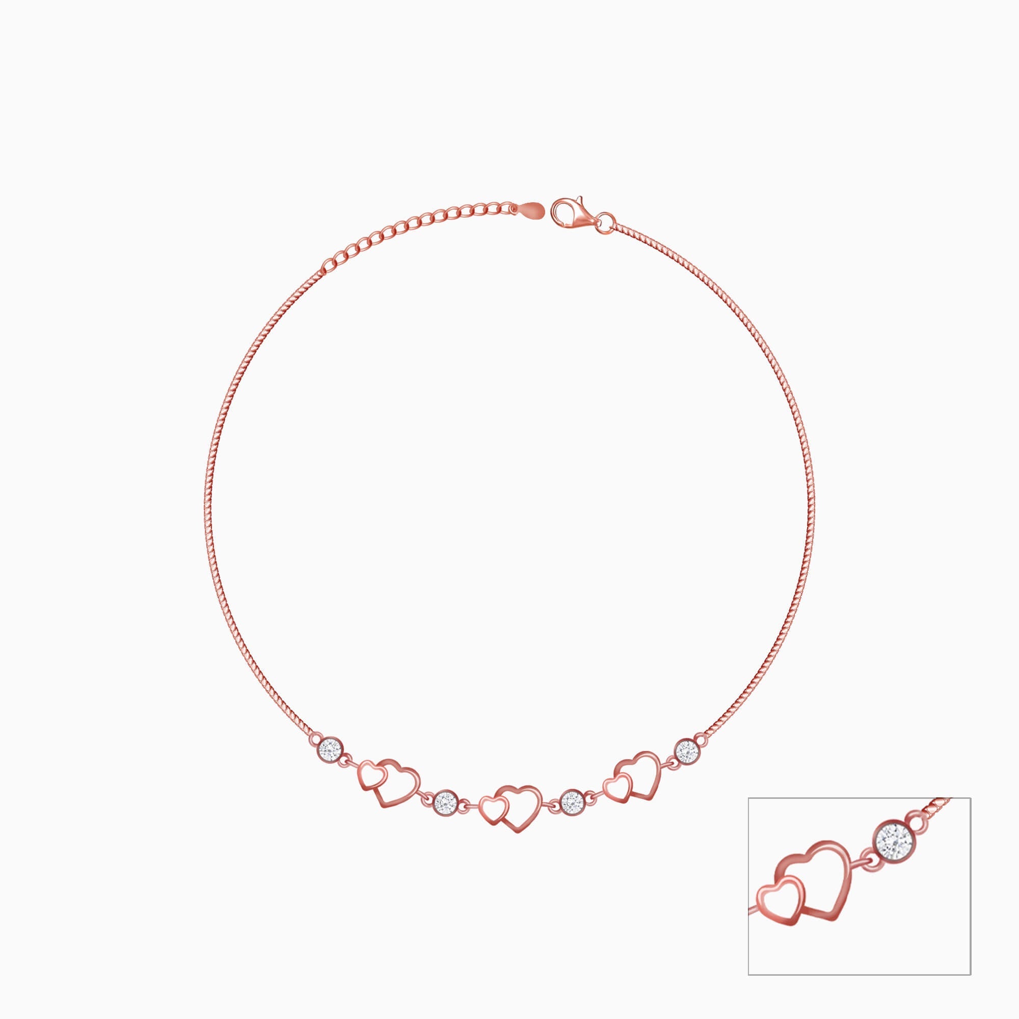 Rose Gold Heart Anklet