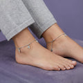 Silver Dangling Triple Leaf Charm Anklet