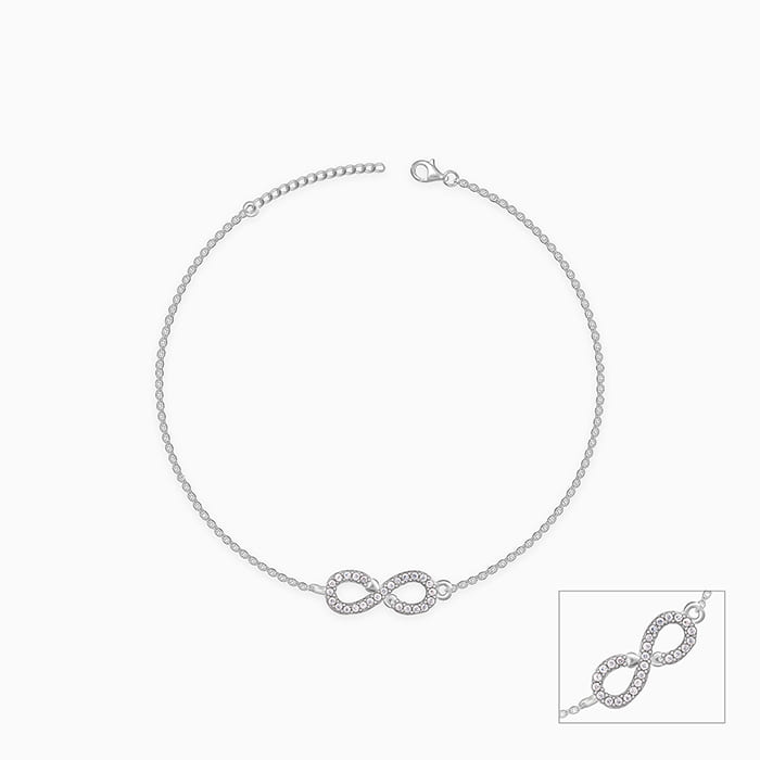 Silver Infinity Zircon Anklet