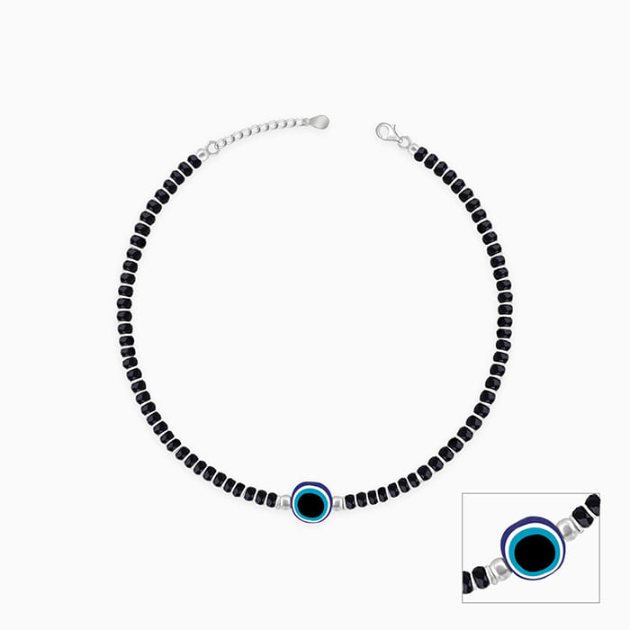 Silver Evil Eye Protection Anklet