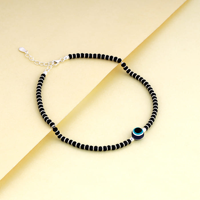 Silver Evil Eye Protection Anklet