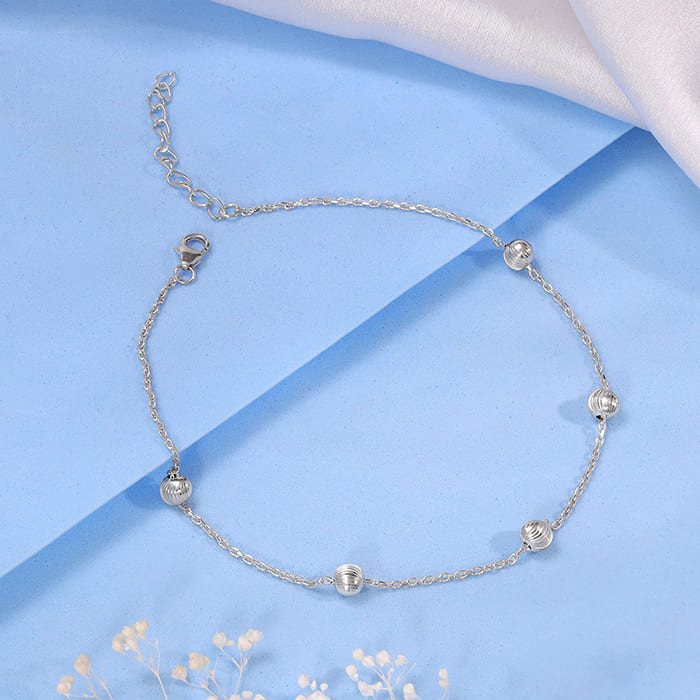 Silver Bohemian Beaded Anklet