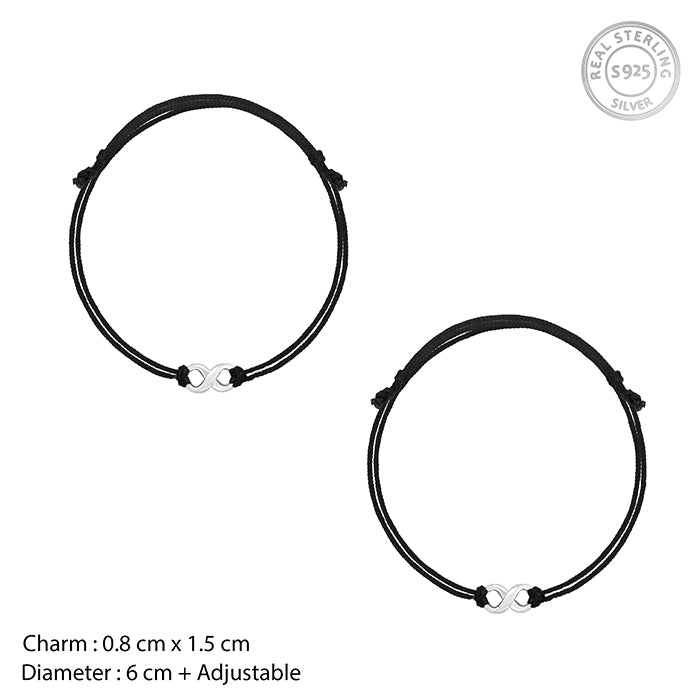 Silver Infinity Black Thread Anklets