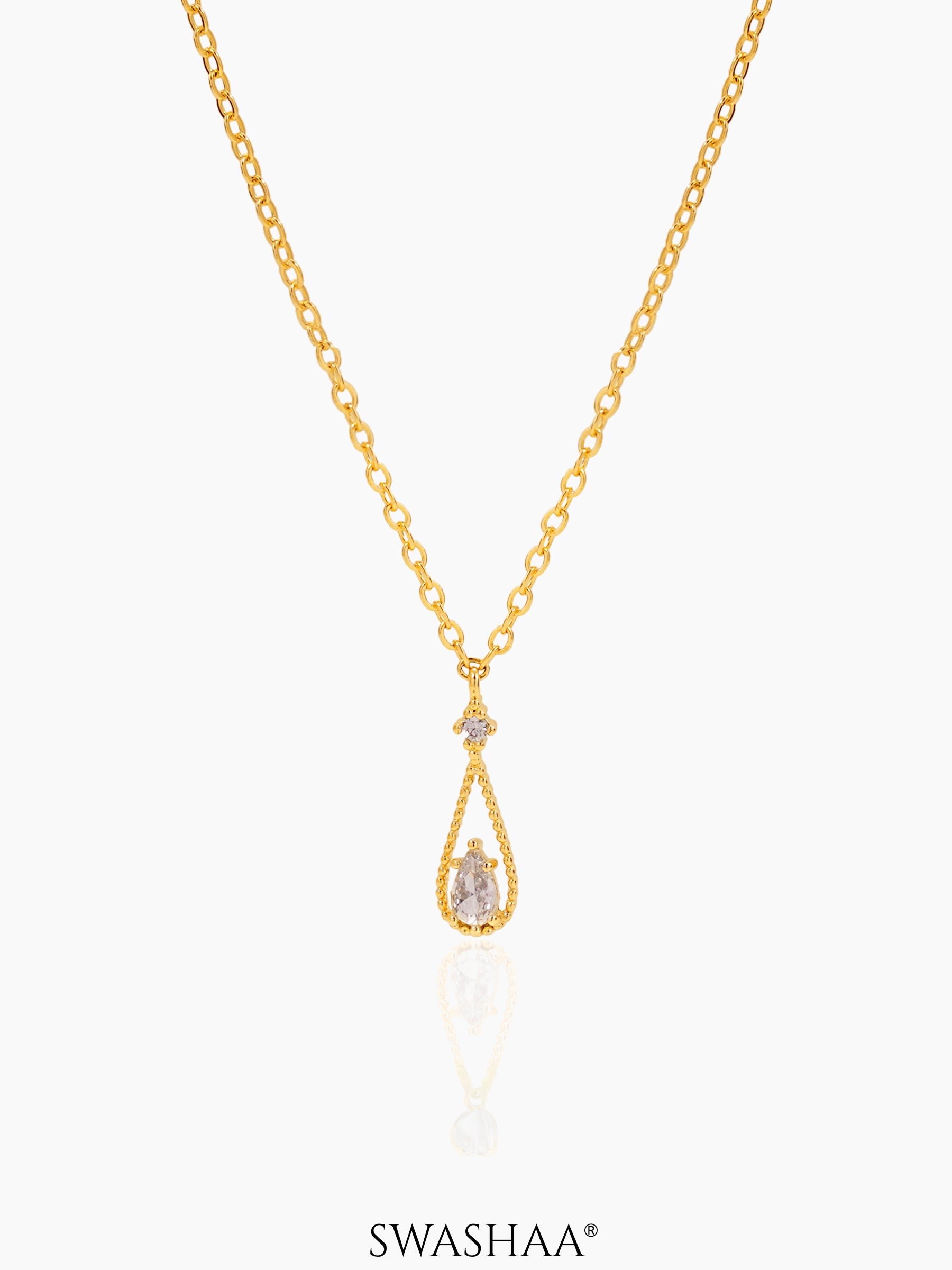 Abeera Teardrop Charm 14K Gold Plated Chain Necklace