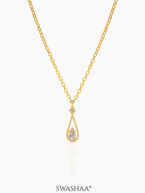 Abeera Teardrop Charm 14K Gold Plated Chain Necklace
