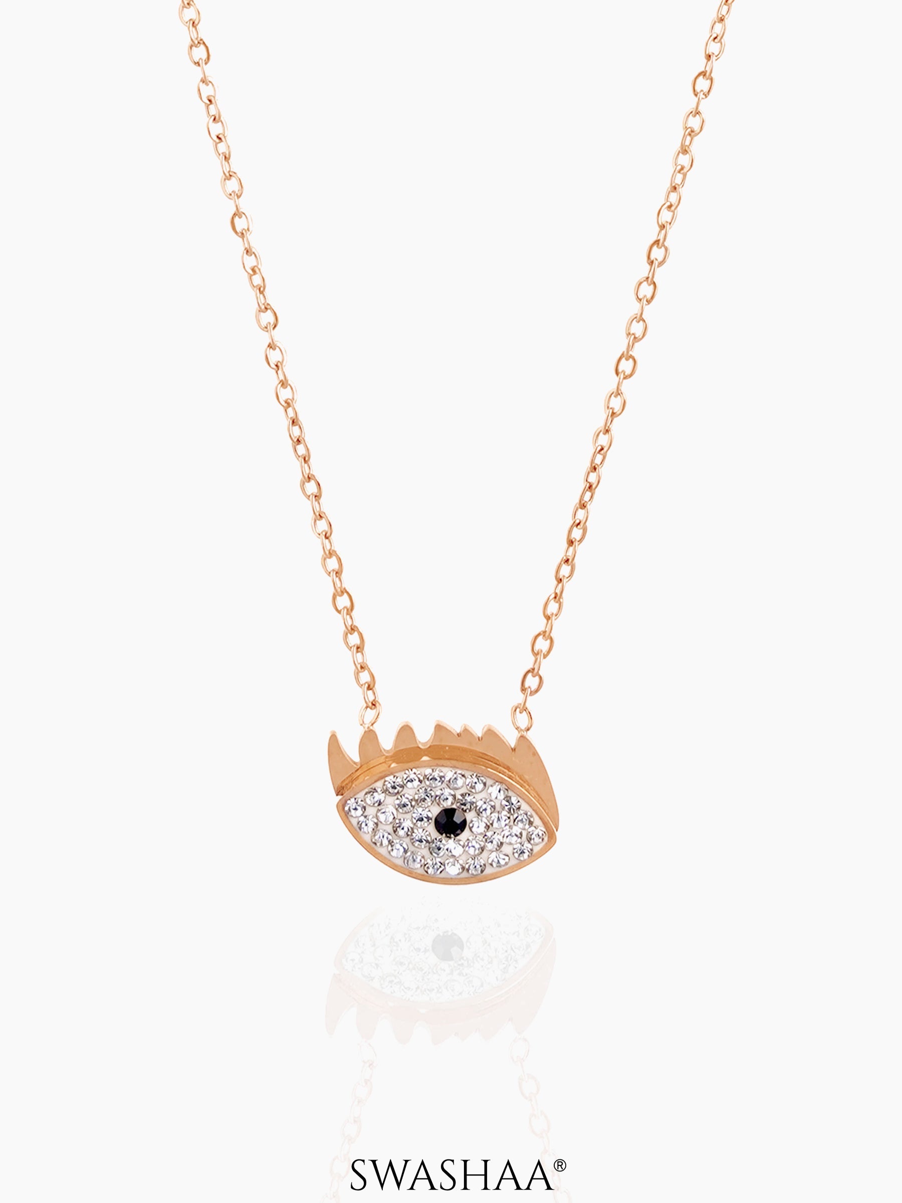 Allika Evil Eye Rosegold Plated Chain Pendant Necklace