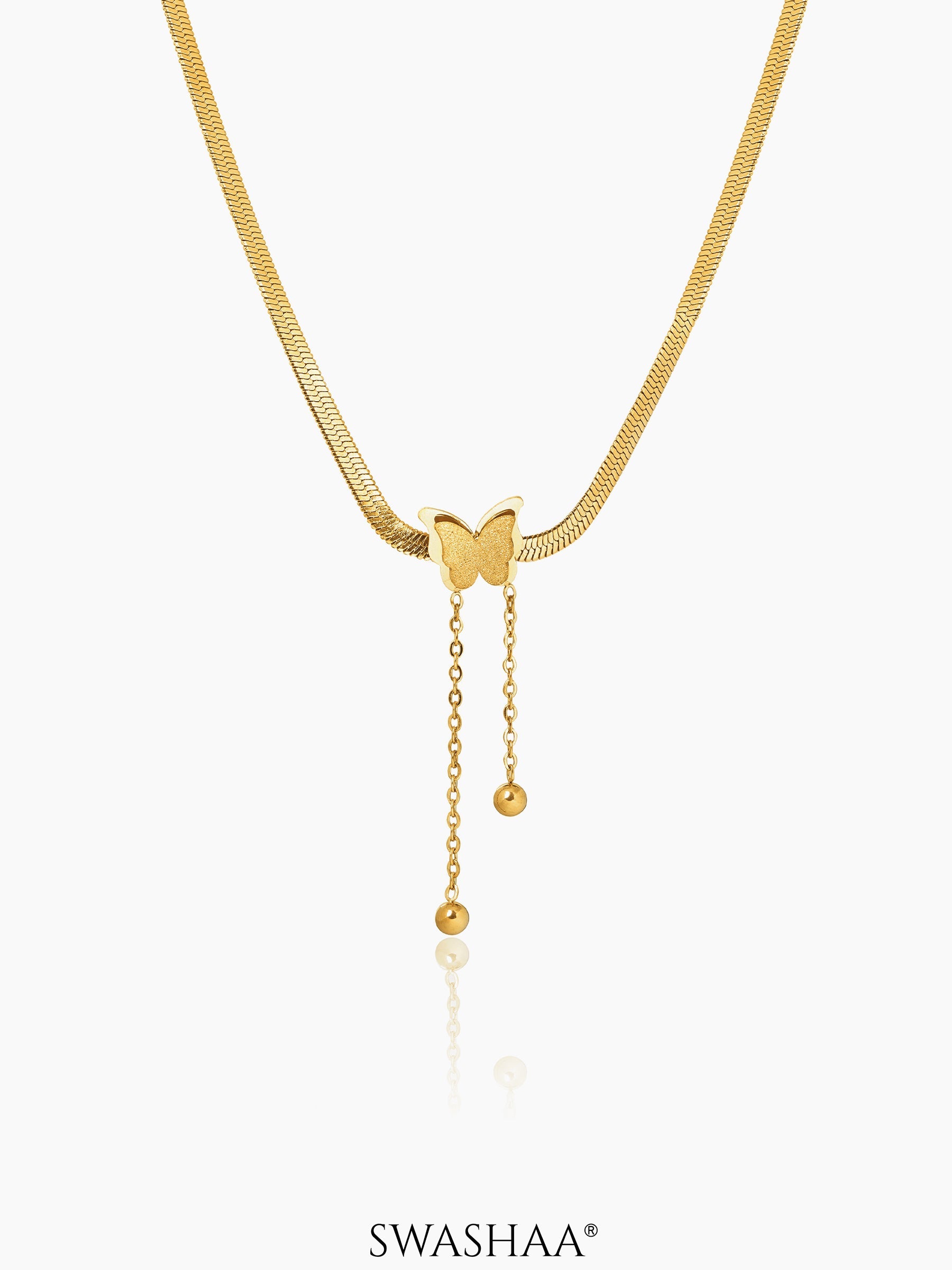 Butterfly Snake Chain 18K Gold Plated Necklace