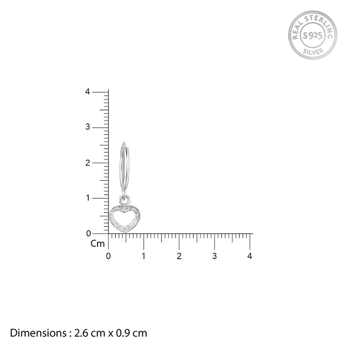 Silver Small Heart Drop Earrings