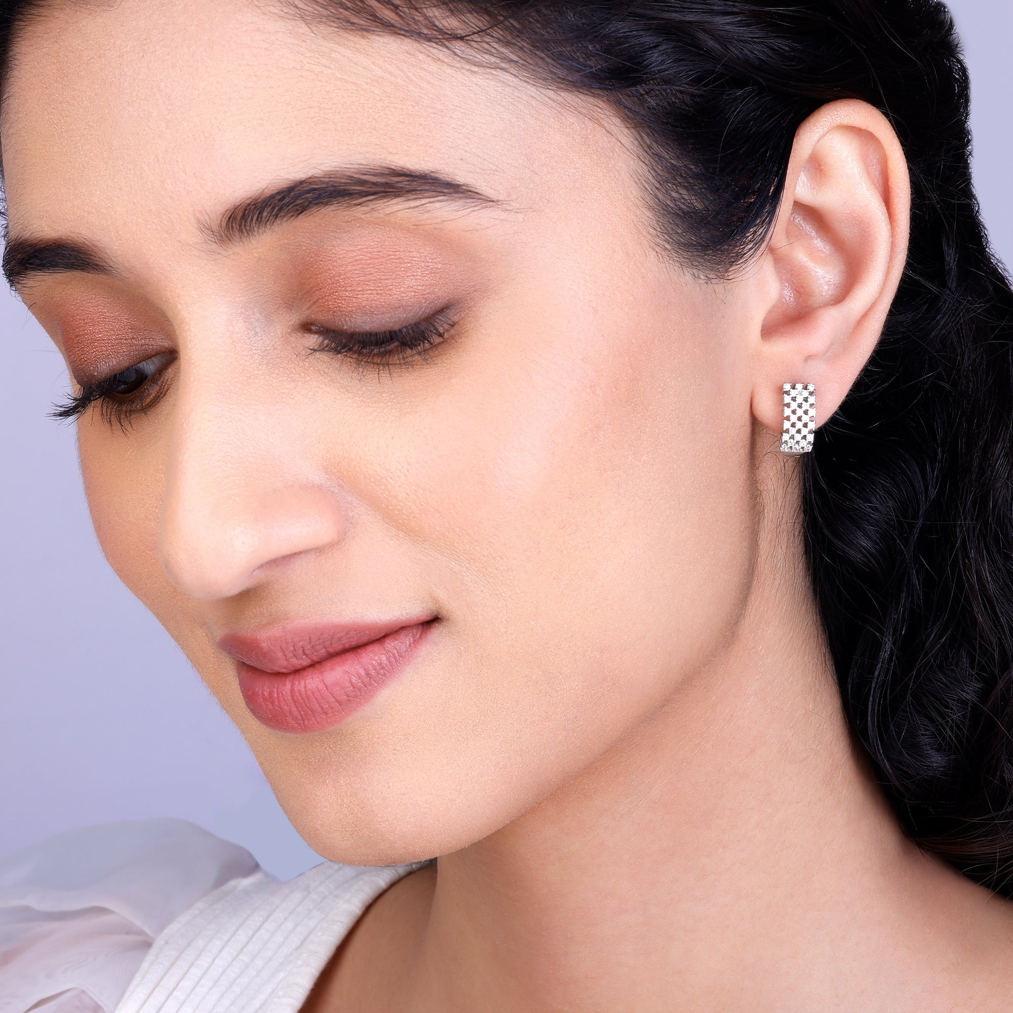 Silver Sparkling Shine Hoop Earrings