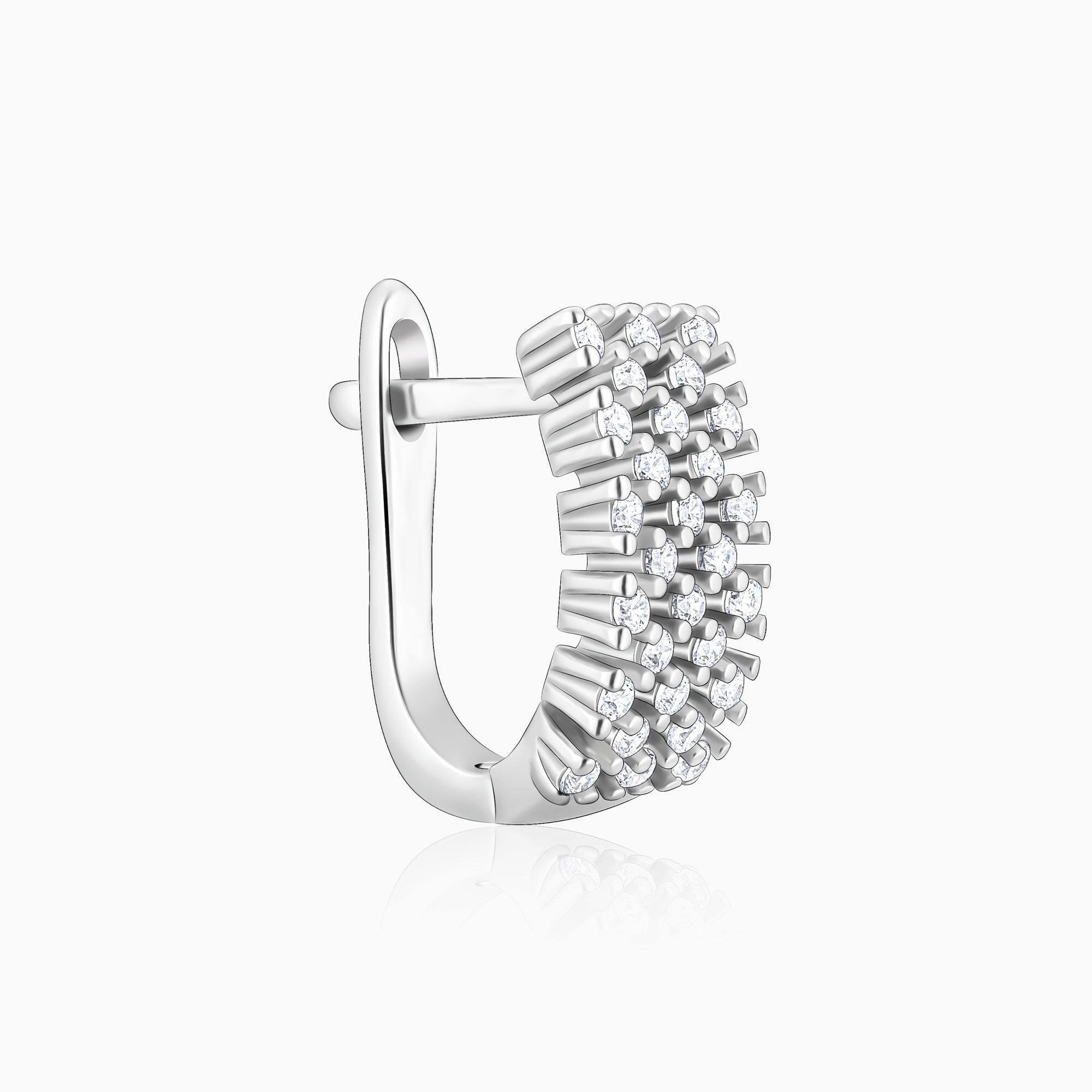 Silver Sparkling Shine Hoop Earrings