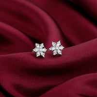 Silver Flowery Snowflake Studs