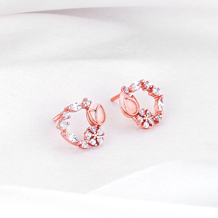 Rose Gold Enchanted Wreath Stud Earrings