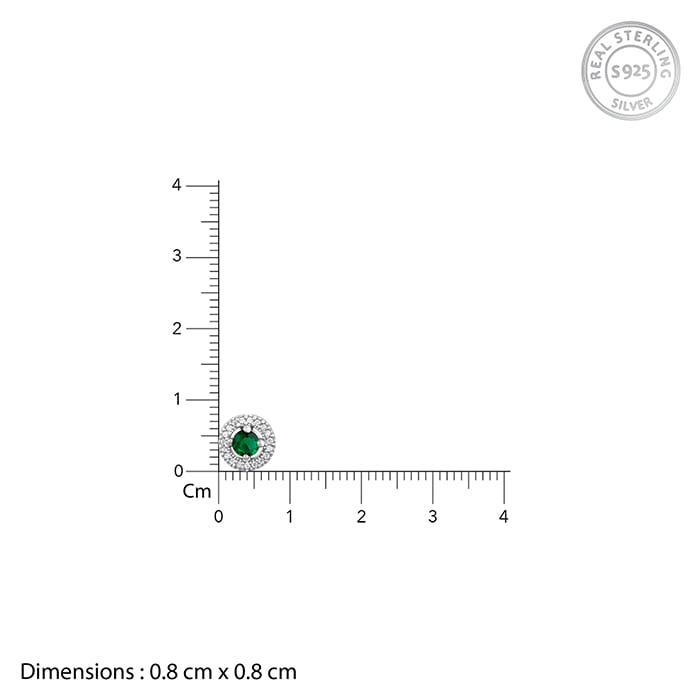 Silver Forest Green Shining Halo Studs