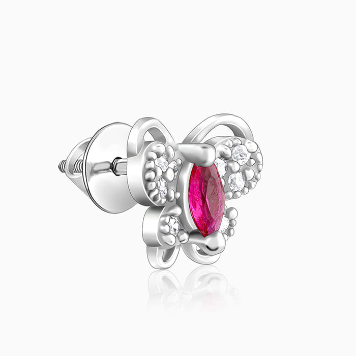 Silver Pop Pink Studded Butterfly Studs