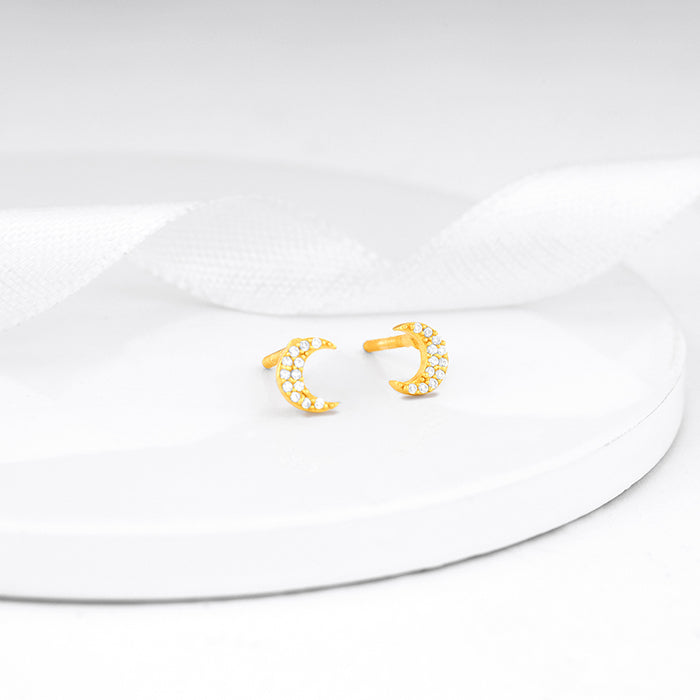 Anushka Sharma Golden Crescent Zircon Tiny Earrings