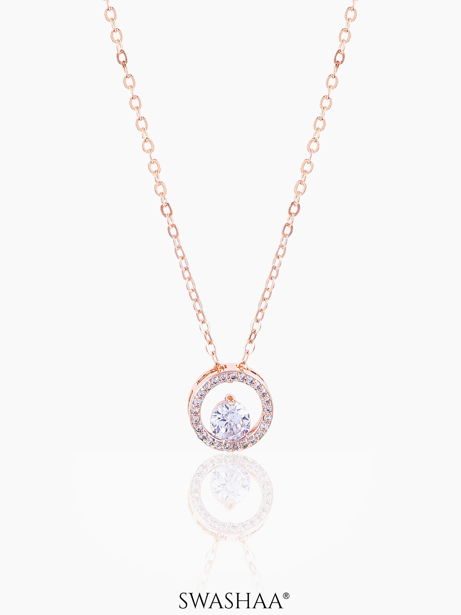 Gemma Diamond Solitaire Rosegold Plated Pendant Necklace