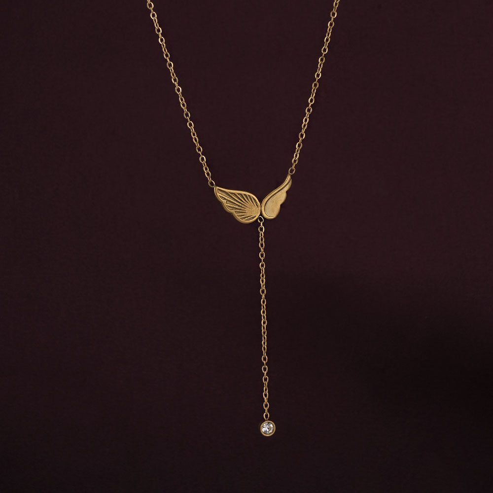 Angel Wing Dangling Diamond Necklace