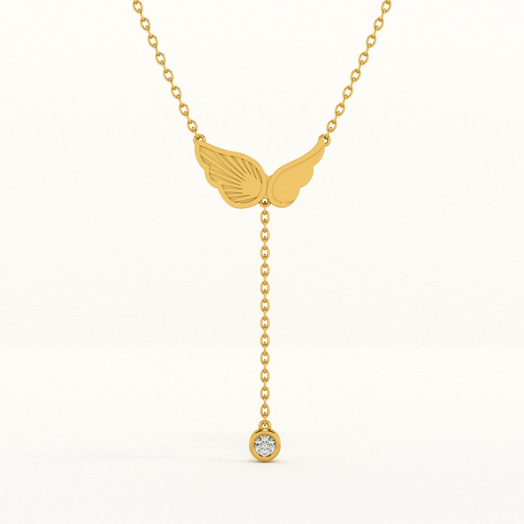 Angel Wing Dangling Diamond Necklace