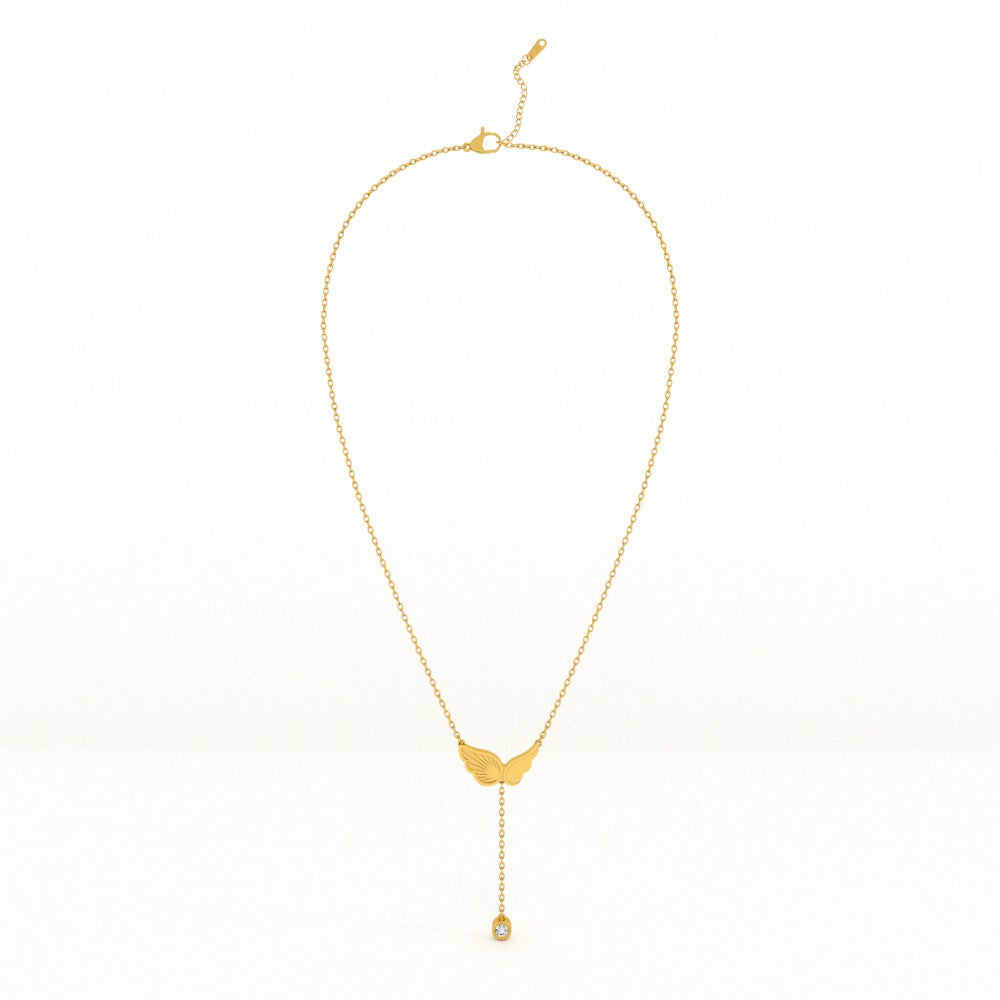 Angel Wing Dangling Diamond Necklace