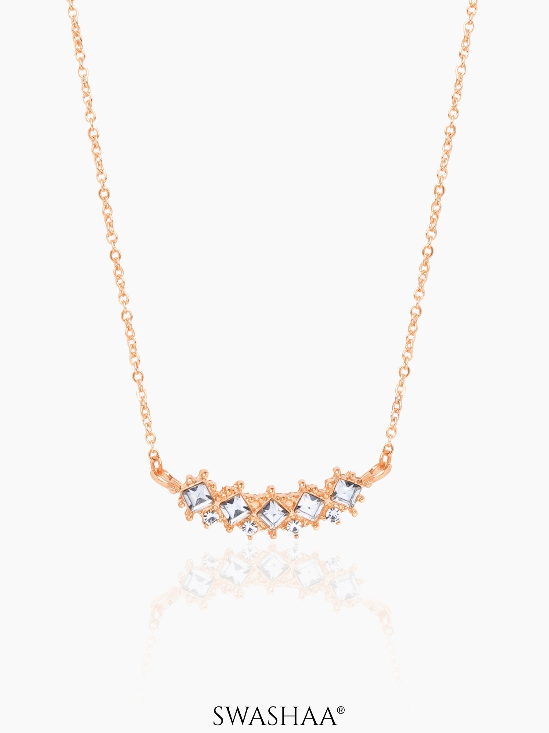 Nihaya Square-Cut Charm Rosegold Necklace