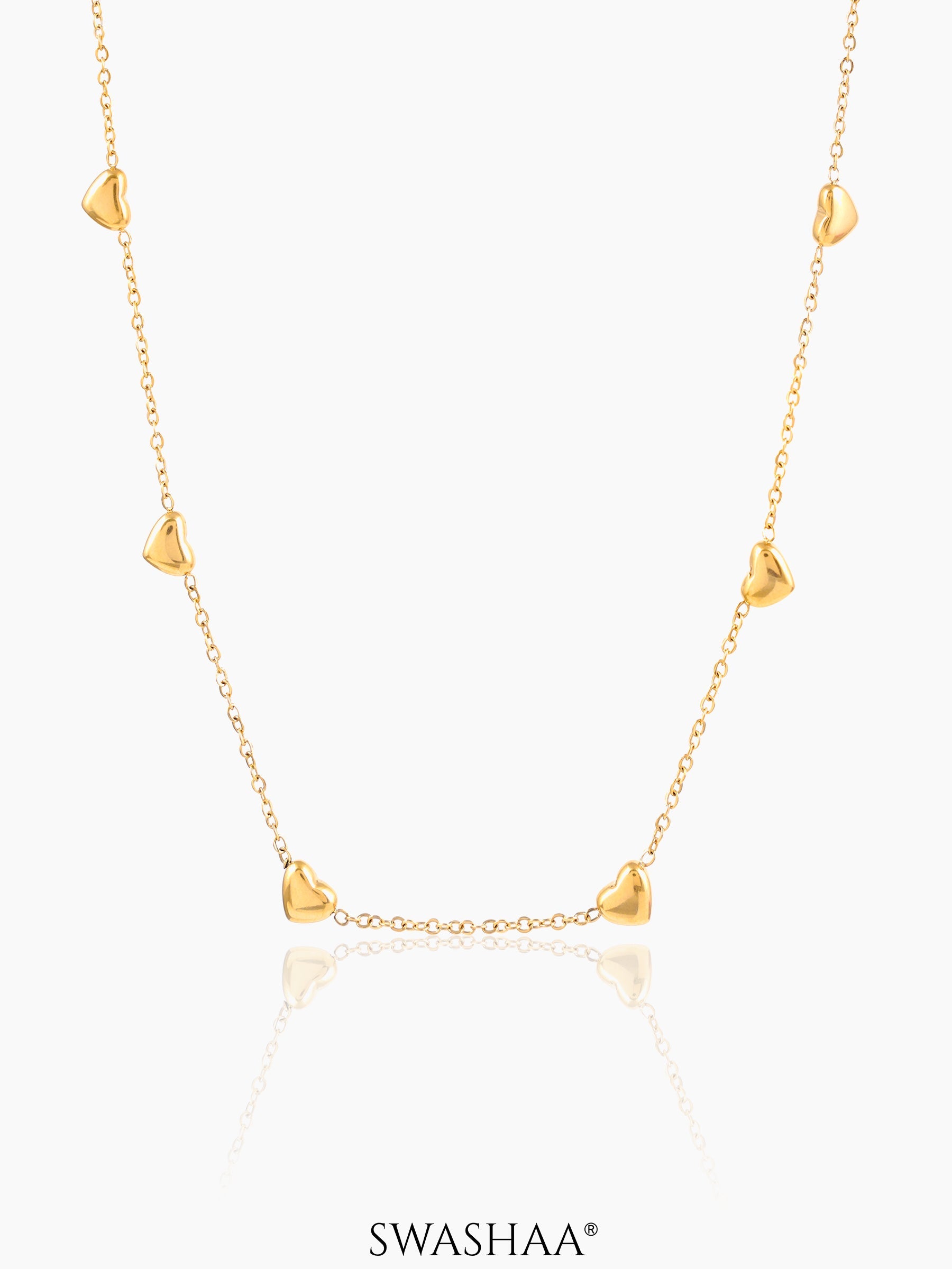Nyle Heart Charms 18K Gold Plated Chain Necklace