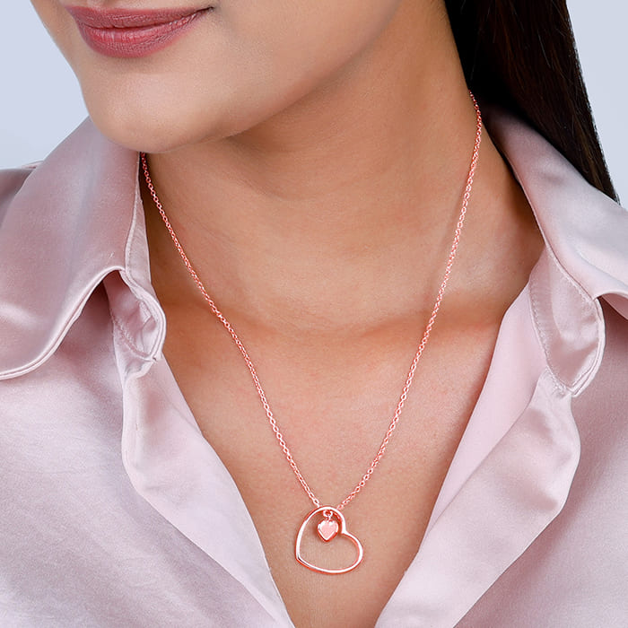 Anushka Sharma Rose Gold Heart Necklace