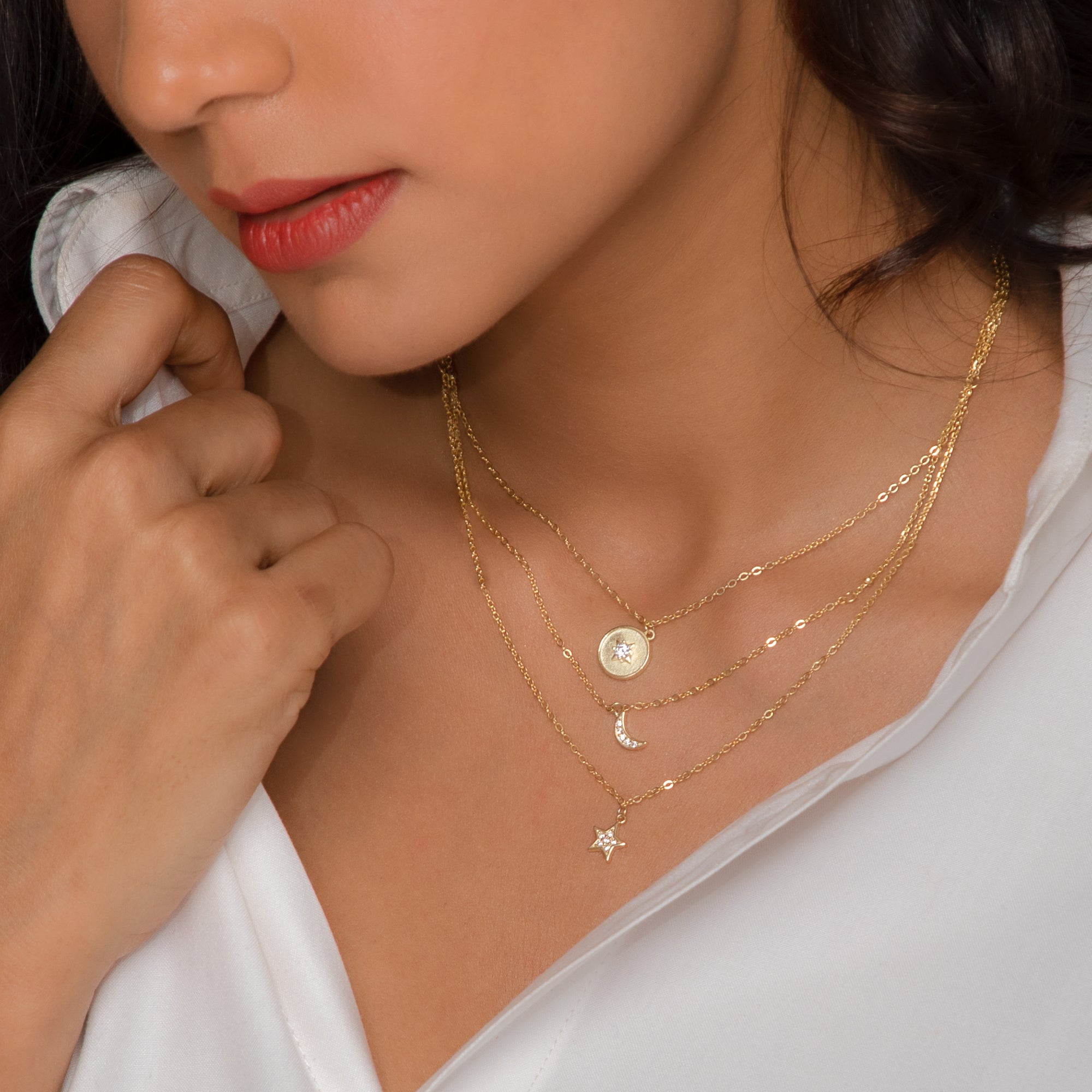 Anushka Sharma Golden Layered Constellation Charm Necklace