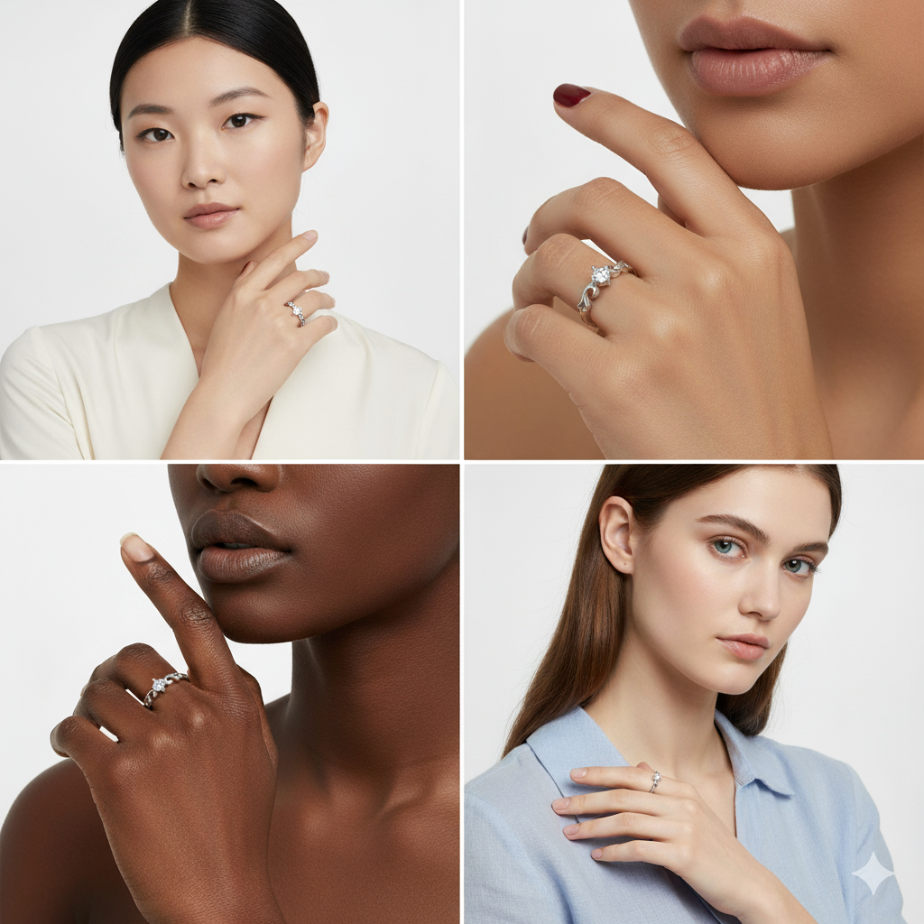 Silver Zircon Beachy Waves Ring