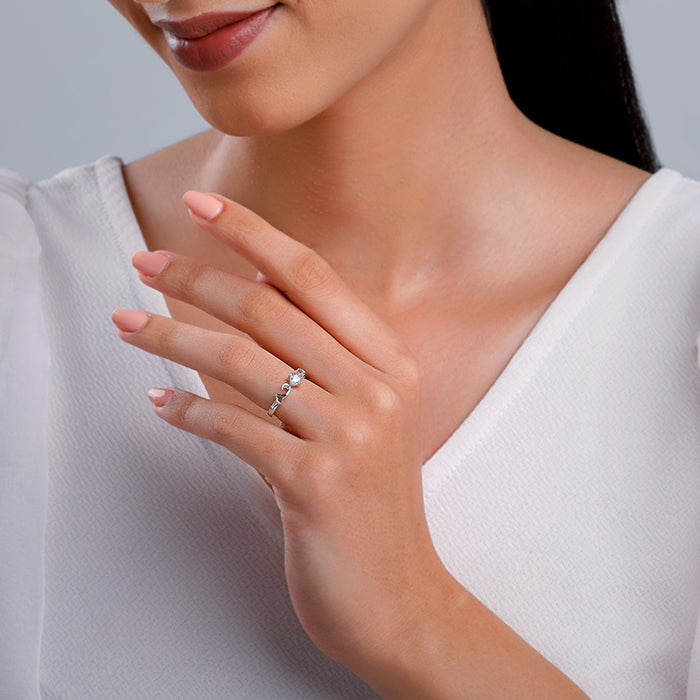 Silver Zircon Beachy Waves Ring