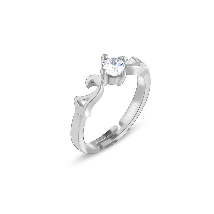 Silver Zircon Beachy Waves Ring