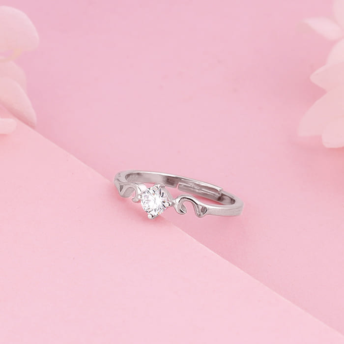 Silver Zircon Beachy Waves Ring