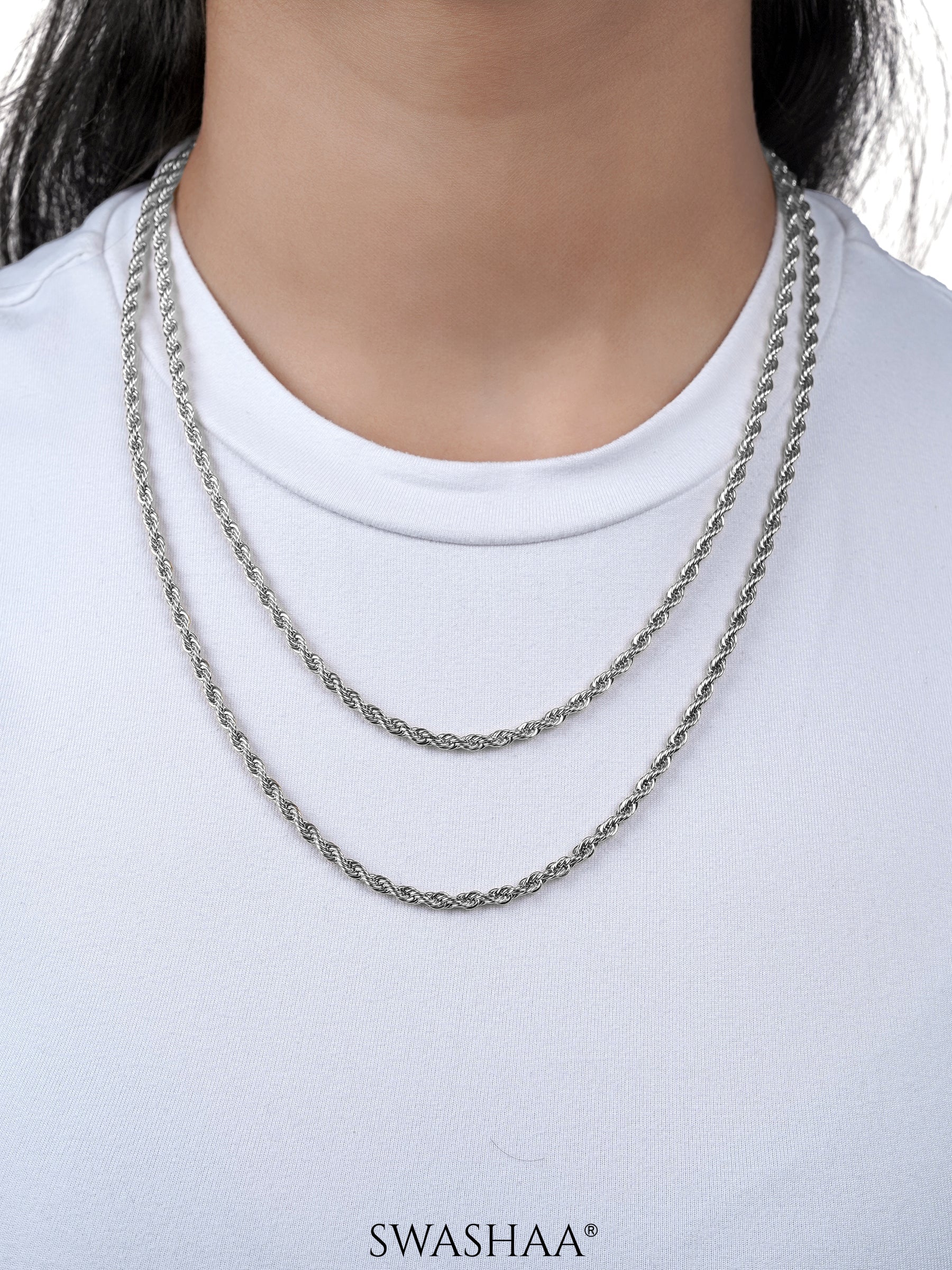 Rope Twisted Texture Silver Women's Chain