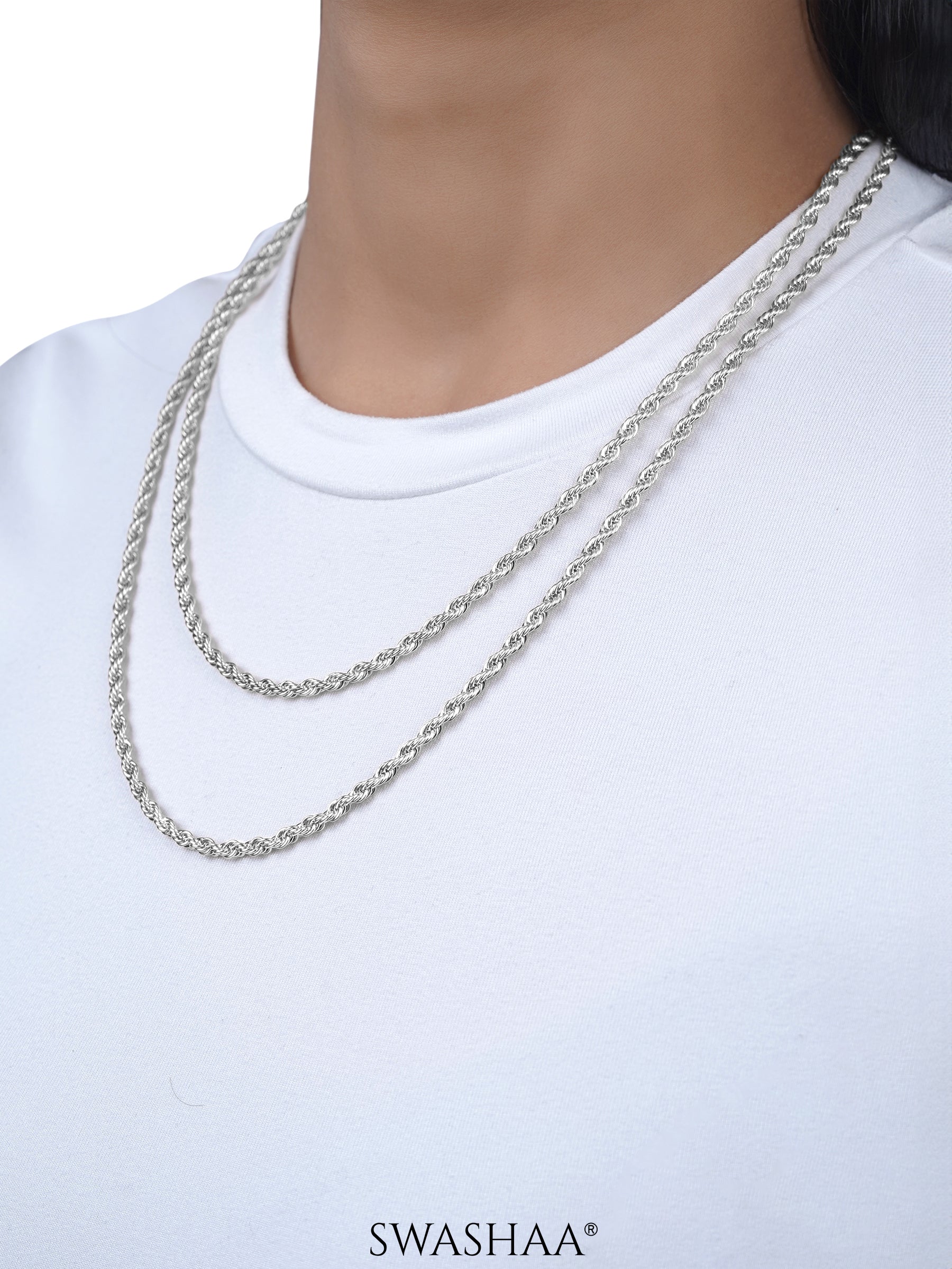 Rope Twisted Texture Silver Women's Chain