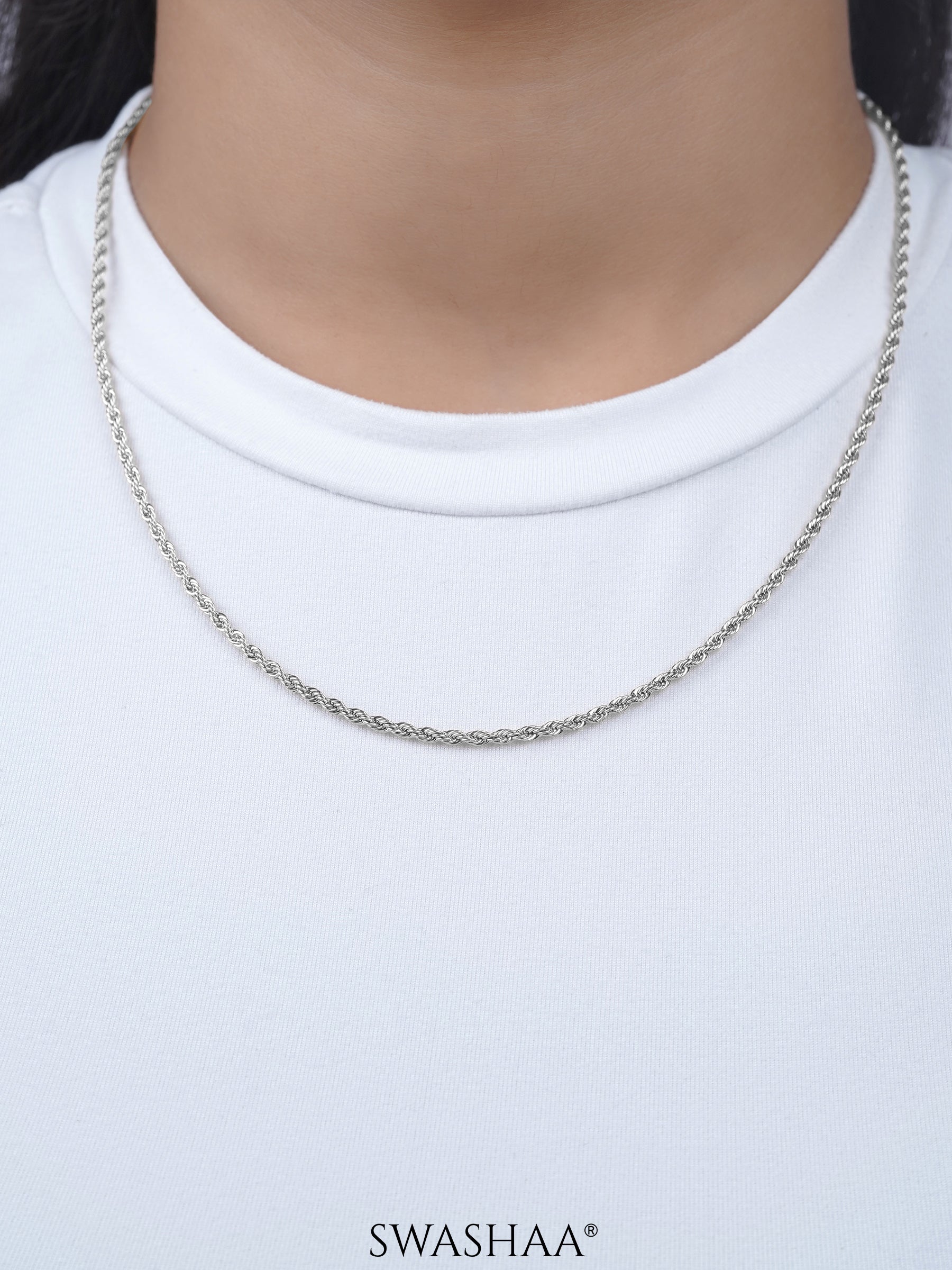 Rope Twisted Texture Silver Women's Chain