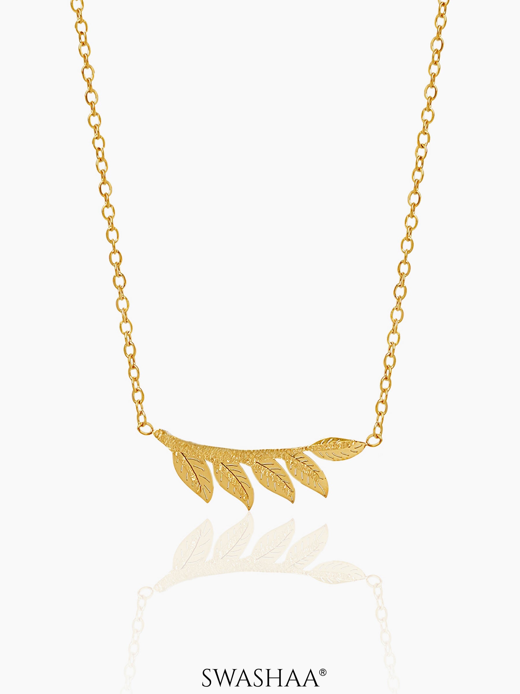 Shalakha Leaf Charm 18K Gold Plated Necklace