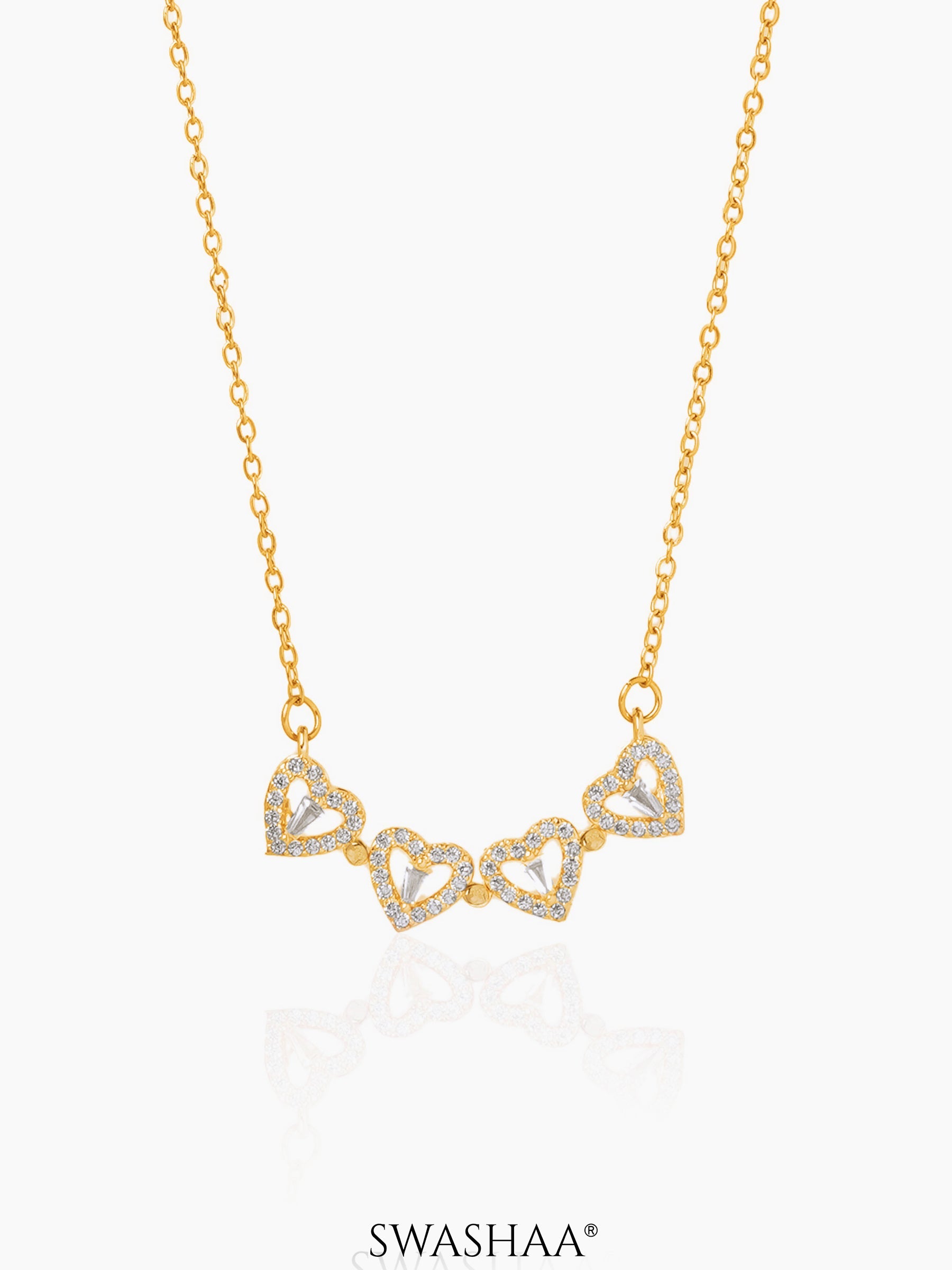 Shiny Leaf Flowe Clover Charm 18K Gold Plated Chain Pendant Necklace