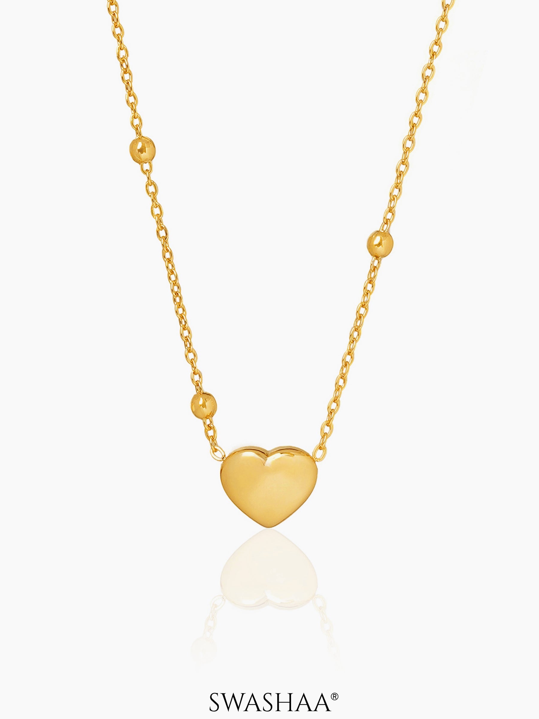 Statement Heart Charm Beads 18K Gold Plated Necklace