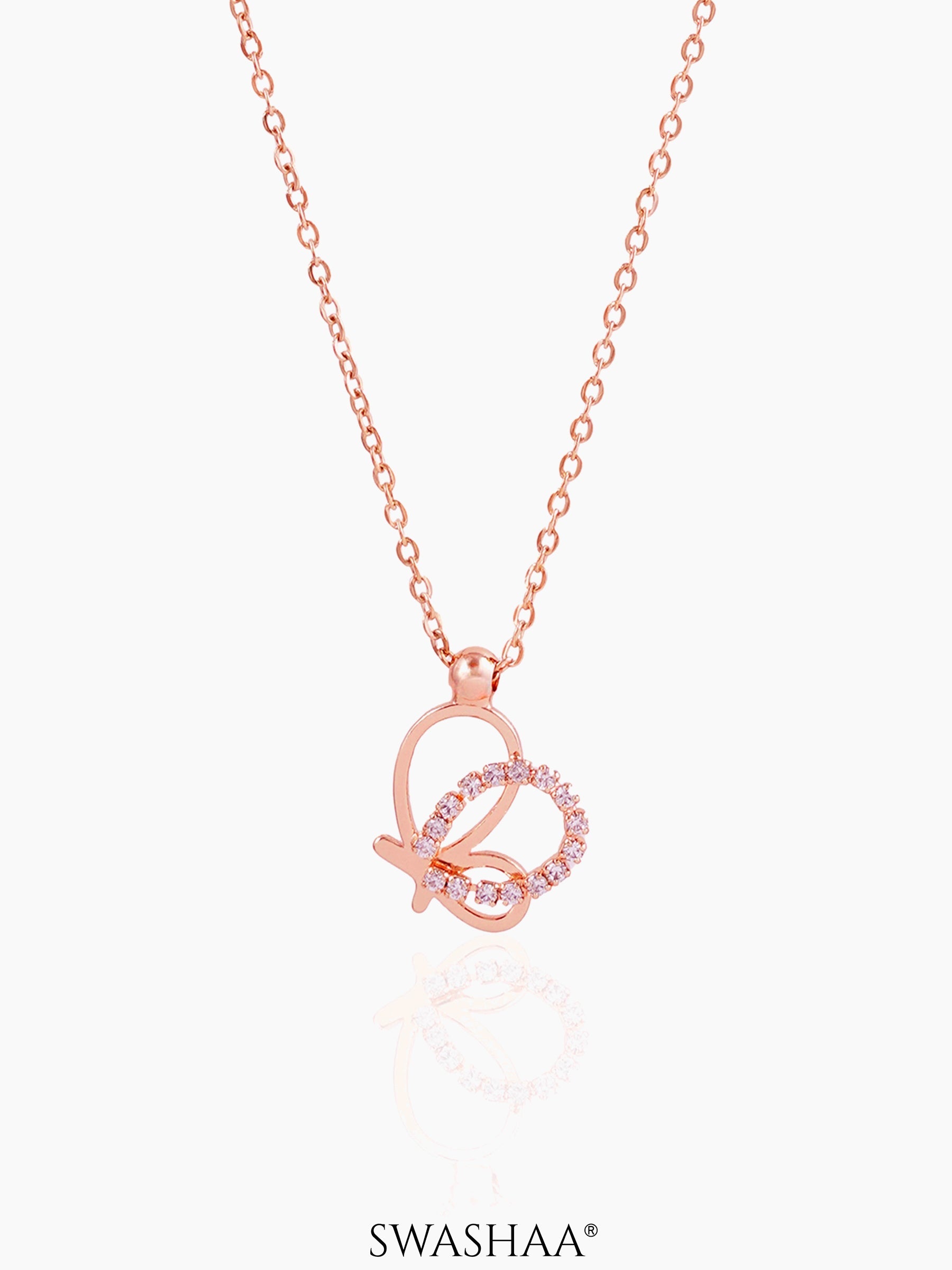 Volar Butterfly Charm Rosegold Plated Chain Pendant Necklace