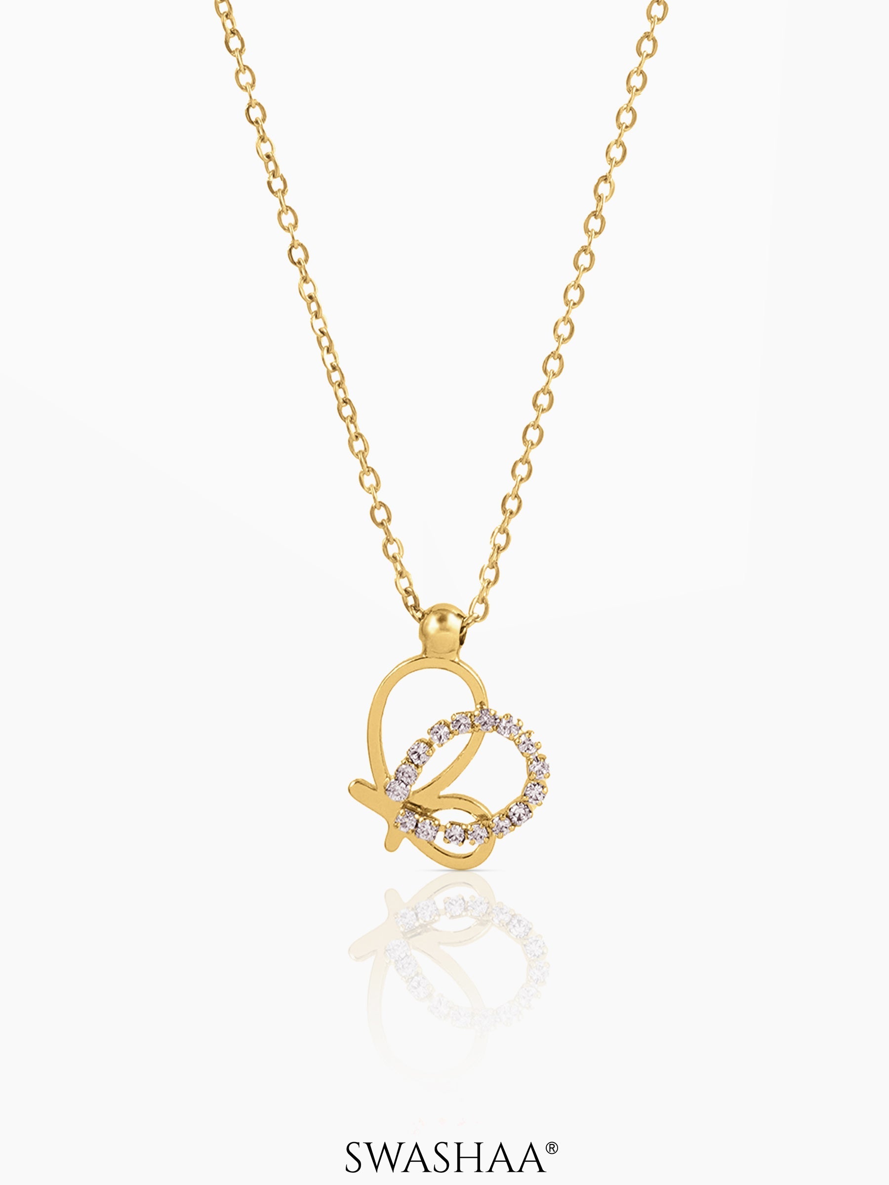 Volar Butterfly Charm 18K Gold Plated Chain Pendant Necklace